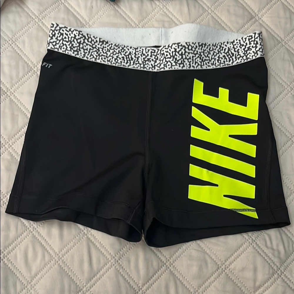 Nike Black and Yellow Athletic Shorts with Compression Fit
